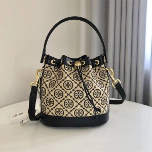 托里伯奇南京专柜Tory Burch TB 139129 T MONOGRAM 草编织水桶包