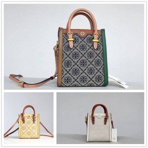 托里伯奇品牌官网Tory Burch TB 140041 137756 T MONOGRAM 迷你拼色提花托特包琴谱包